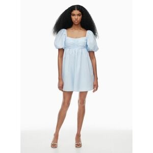 Wilfred Amuse Poplin Babydoll Mini Dress in Light Blue Size XXS